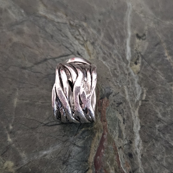 Silpada .925 Sterling Silver, Coin Pearl Woven Ring Size 7 - Picture 4 of 8